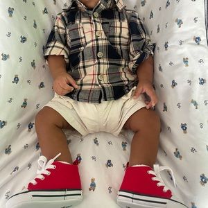 0-3m Old Navy button down long sleeve plaid shirt